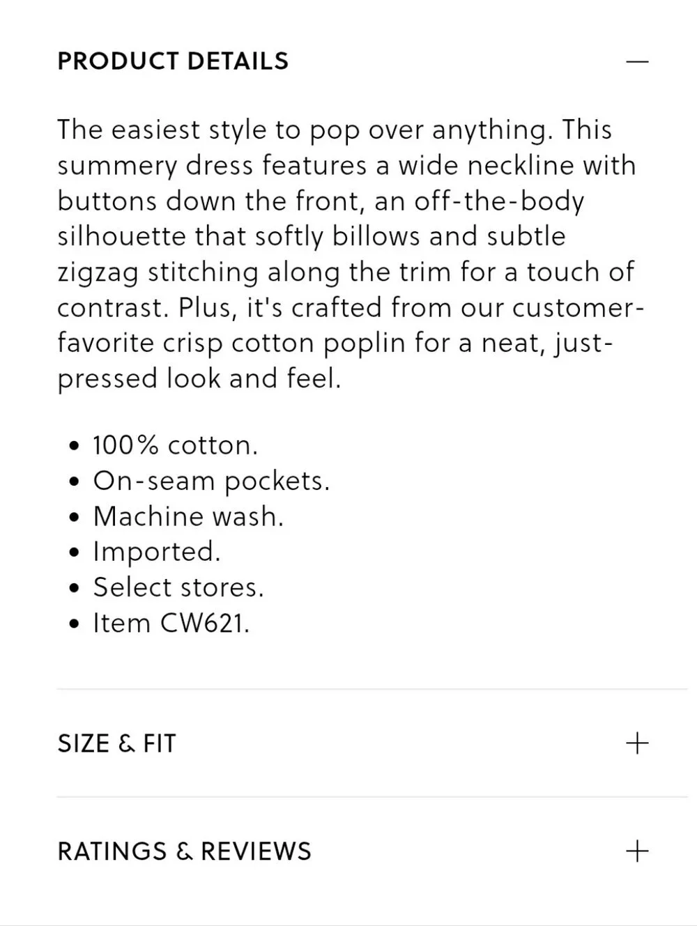 Puff Sleeve Popover Dress Cotton Poplin Tall Small